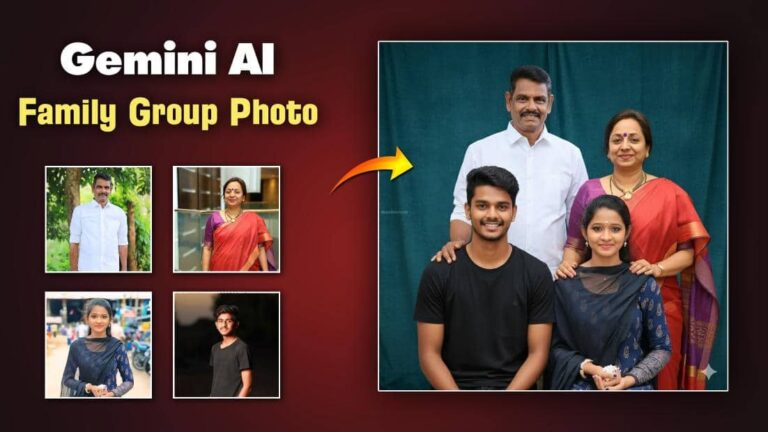 Generate a realistic South Indian family group photo with I send u above all members. Use the same outfits from the uploaded photos. Place younger members in the front and older members (like parents) behind them. One elder can gently place their hand on the younger's shoulder. Set the scene in a traditional photo studio with soft lighting and a curtain or plain background. Everyone should be smiling and looking at the camera. Keep the style authentic, respectful, and culturally South Indian.